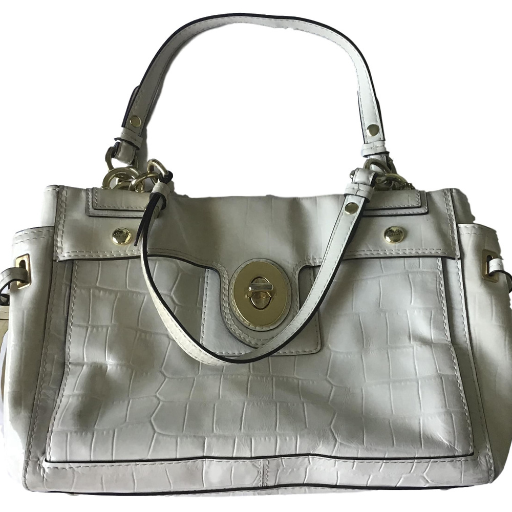 Vintage Coach White Patent Leather Satchel Purse